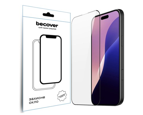 Скло захисне BeCover Apple iPhone 16 Pro Max Black (712125)
