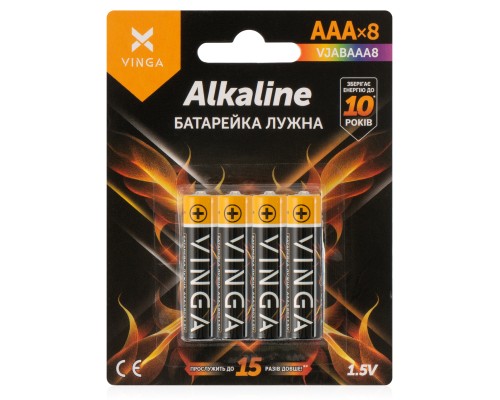 Батарейка AAA LR03 Alkaline 8pcs Blister Vinga (VJABAAA8) 