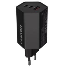 Зарядний пристрій Canyon HEXAGON 65 GaN 65W 2xPD 1xQC EU Black (CND-CHAHEX65B)