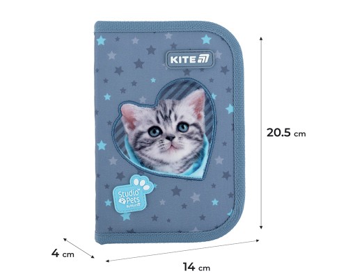 Пенал Kite 622-3 Studio Pets, 1 відділення, 2 відвороти (SP25-622-3)