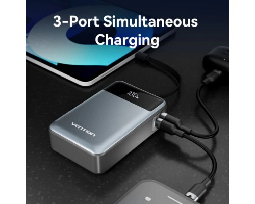 Батарея універсальна Vention 20000mAh 65W 3A PD, QC/3.0, USB-A, Type-C OUT, with Built-in USB-C Cable, LED Display (FHYB0)