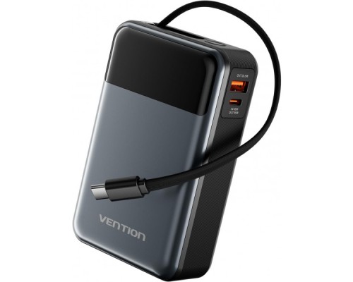 Батарея універсальна Vention 20000mAh 65W 3A PD, QC/3.0, USB-A, Type-C OUT, with Built-in USB-C Cable, LED Display (FHYB0)
