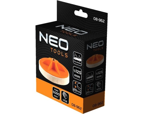 Круг зачистний Neo Tools полірувальний, губка середньої твердості , M14, 125x20мм (08-962)