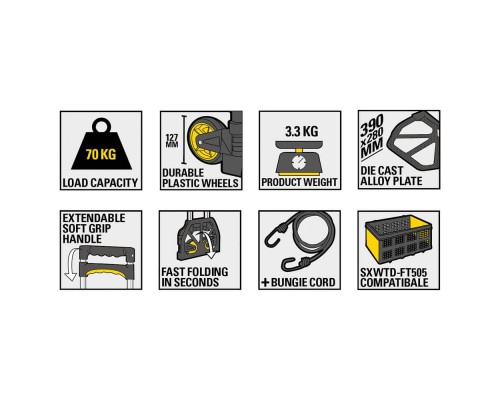 Візок вантажний Stanley універсальний, складаний, платформа 39х28см, до 70кг (SXWT-FT501)