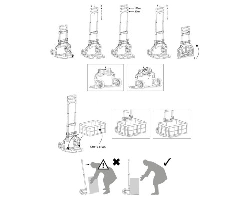 Візок вантажний Stanley універсальний, складаний, платформа 39х28см, до 70кг (SXWT-FT501)