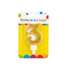 Свічка Maxi золотиста двостороння з блискітками 