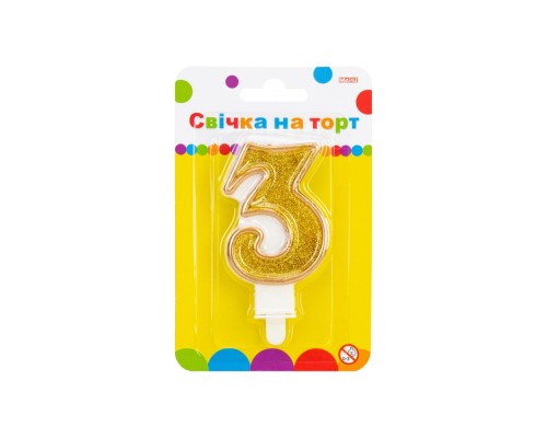 Свічка Maxi золотиста двостороння з блискітками 