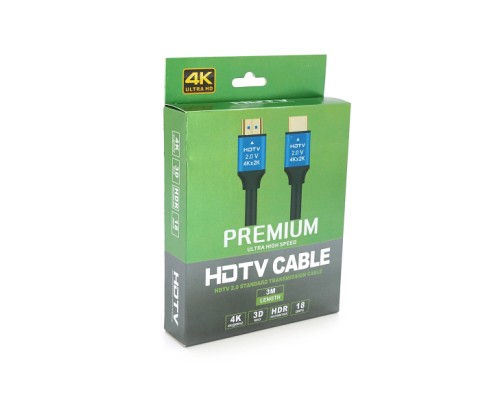 Кабель мультимедійний HDMI M to HDMI M 3.0m V2.0 4Kx2K black Merlion (YT-HDMI(M)/(M)4KV2.0-3.0m/19118)