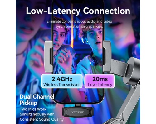 Мікрофон Vention USB-C 2-Pack Wireless Lavalier Black (NCBB0)