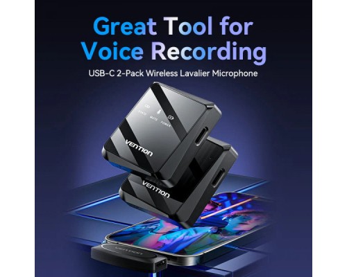 Мікрофон Vention USB-C 2-Pack Wireless Lavalier Black (NCBB0)