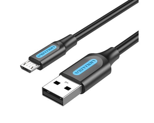 Дата кабель USB 2.0 A Male to Micro-B Male 3A Cable 1M Black VENTION (COLBF)