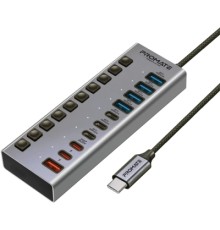 Концентратор Promate USB-C 10-in-1 5xUSB-C + 5xUSB gray (gegahub-5g)