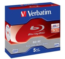 Диск BD Verbatim BD-RE 25Gb 2x Jewel 5шт Hard Coat (43615)