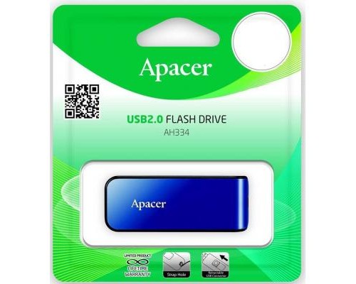 USB флеш накопичувач Apacer 64GB AH334 blue USB 2.0 (AP64GAH334U-1) 