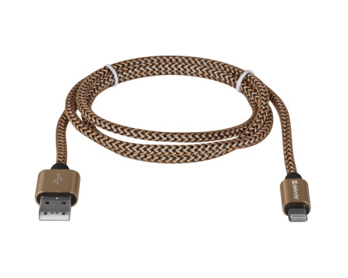 Дата кабель USB 2.0 AM to Lightning 1.0m gold Defender (87806)