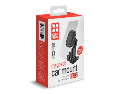 Універсальний автотримач ColorWay Air Vent-3 (360 rotation) magnetic Gray (CW-CHM07-GR)