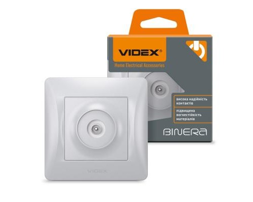 ТВ розетка Videx BINERA TV одинарна сереб (VF-BNSK1TVME-SS)