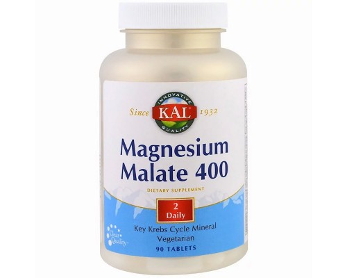 Мінерали KAL Магній Малат, Magnesium Malate, 400 мг, 90 таблеток (CAL-81309)