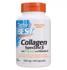 Вітамін Doctor's Best Колаген Типів 1 & 3 500мг, Peptan, 240 капсул (DRB-00263)