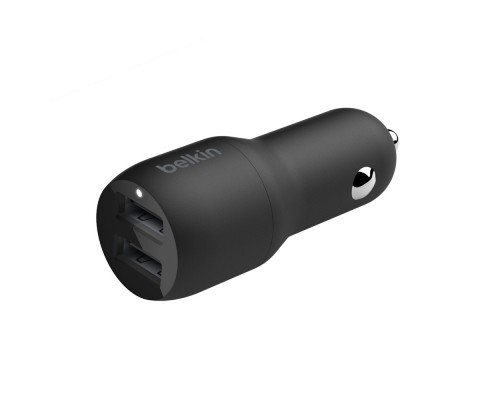 Зарядний пристрій Belkin Car Charger (24W) Dual USB-A, USB-A - Lightning, 1m, black (CCD001BT1MBK)