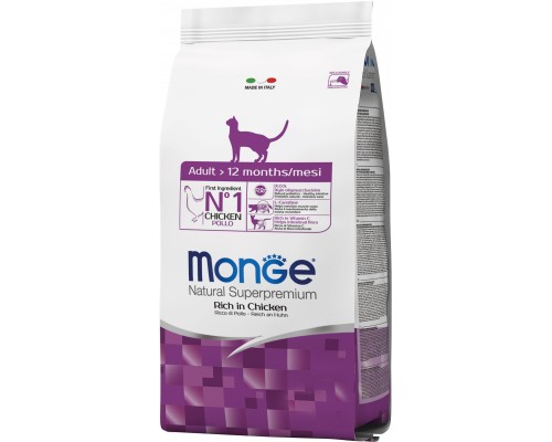 Сухий корм для кішок Monge Cat Adult зі смаком курки та рису 400 г (8009470004985)