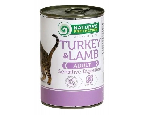 Консерви для котів Nature's Protection Adult Sensitive Digestion Turkey & Lamb 400 г (KIK24635)