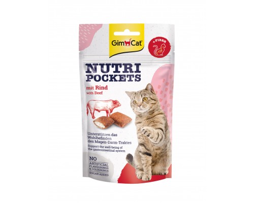 Ласощі для котів GimCat Nutri Pockets Яловичина + Солод (Мальт) 60 г (4002064400747)