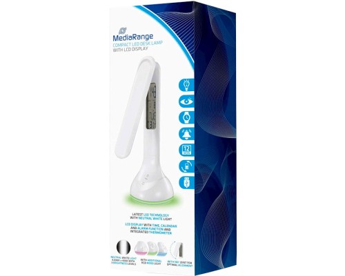 Настільна лампа Mediarange Compact LED desk lamp with LCD display, glossy-white (MROS502)