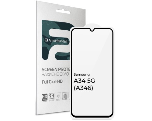 Скло захисне Armorstandart Full Glue HD Samsung A34 5G (A346) Black (ARM66199)