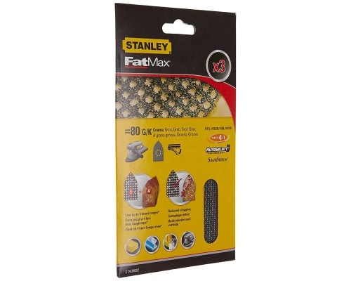 Сітка абразивна Stanley шліфувальна, 100х165 мм, 3 листи, 80 мкм для KA280, BEW200 (STA39092)