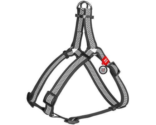 Шлея для собак WAUDOG Waterproof з QR паспортом S Ш 15 мм Д 40-55 см сіра (261811)