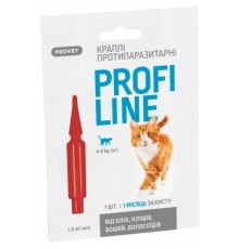 Краплі для тварин ProVET Profiline інсектоакарицид для котів 4-8 кг 1/1 мл (4823082431120)