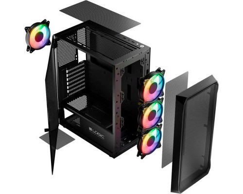 Корпус для ПК Logic concept PORTOS MESH+GLASS ARGB fans 4x120mm BLACK (AT-PORTOS-10-0000000-0002)