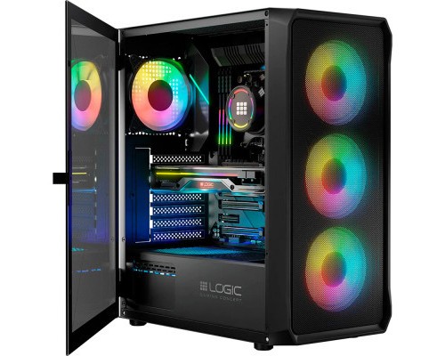 Корпус для ПК Logic concept PORTOS MESH+GLASS ARGB fans 4x120mm BLACK (AT-PORTOS-10-0000000-0002)