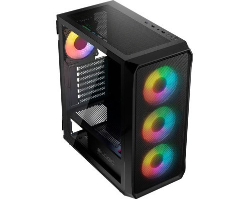 Корпус для ПК Logic concept PORTOS MESH+GLASS ARGB fans 4x120mm BLACK (AT-PORTOS-10-0000000-0002)