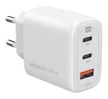 Зарядний пристрій Intaleo 65W GAN 2USB-C PD+USB-A QC 3.0 white (1283126559525)