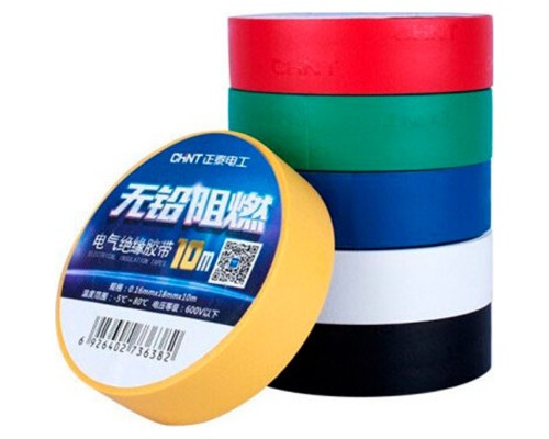 Ізоляційна стрічка CHNT 0.16мм*18мм*20м Green, 600v, temp -5°С/+ 80°С, 10 шт. (0,16мм*18мм*20м-G)