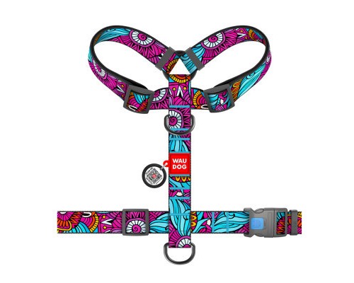 Шлея для собак WAUDOG Nylon анатомічна H-подібна з QR-паспортом 