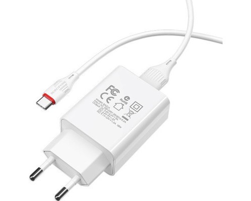 Зарядний пристрій BOROFONE BA21A Long journey single port QC3.0 charger set (Type-C) White (BA21ACW)