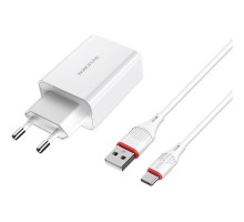 Зарядний пристрій BOROFONE BA21A Long journey single port QC3.0 charger set (Type-C) White (BA21ACW)