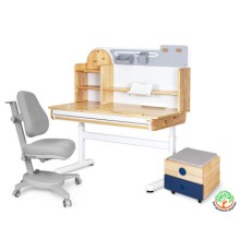 Парта з кріслом Mealux Timberdesk L (парта+кресло+тумба) (BD-690 L+ box BD 920-2 BL+Y-110 G)