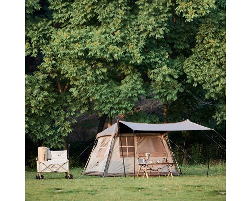 Намет Naturehike з навісом Village CNK2300ZP022 коричневий малий (6976023920172)