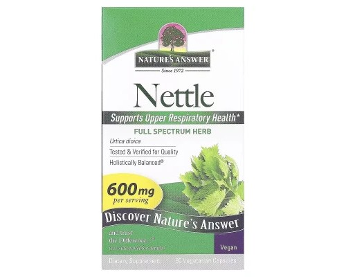 Трави Nature's Answer Кропива, 600 мг, Nettle, 90 вегетаріанських капсул (NTA-16306)