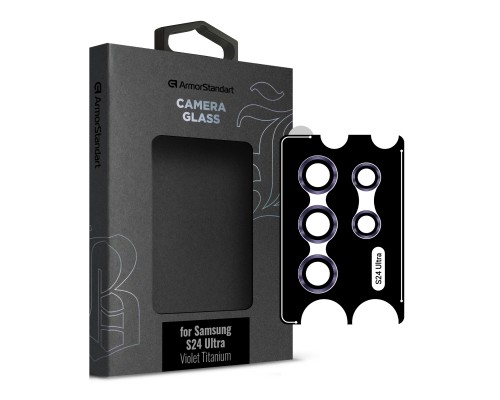 Скло захисне Armorstandart Camera glass Supreme Black Icon Samsung S24 Ultra Violet Titanium (ARM76605)