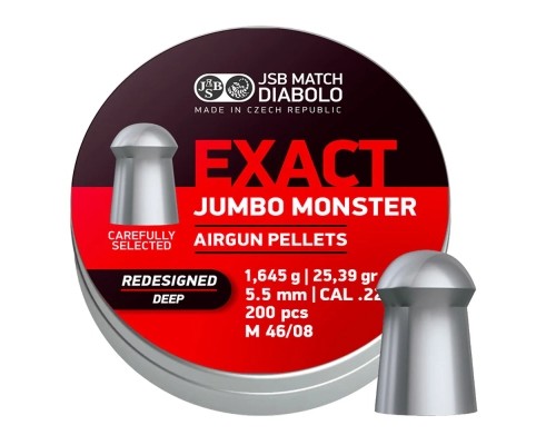 Пульки JSB Exact Jumbo Monster Redesigned DEEP 5,52 мм 1,645 г (200 шт/уп) (546188-200)