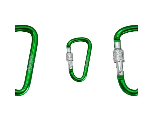 Карабін туристичний Tramp Набір 10 шт з муфтою 7 cм Green (UTRA-302-green)