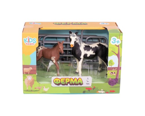 Фігурка Kids Team набір Ферма кінь Американський пейнтхорс, ч/б забарвлення з лошам (Q9899-X5_1)