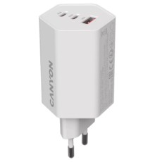 Зарядний пристрій Canyon HEXAGON 65 GaN 65W 2xPD 1xQC EU White (CND-CHAHEX65W)