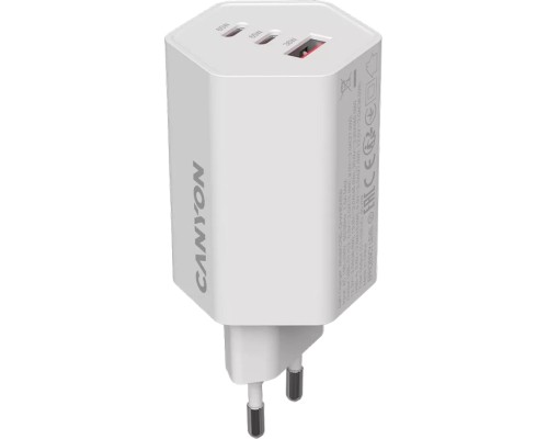 Зарядний пристрій Canyon HEXAGON 65 GaN 65W 2xPD 1xQC EU White (CND-CHAHEX65W)