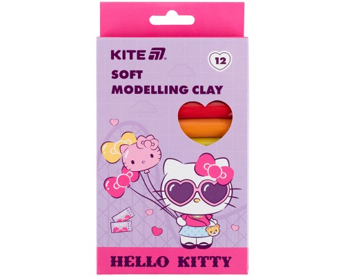 Пластилін Kite Hello Kitty восковий, 12 кольорів, 200 г (HK25-086)